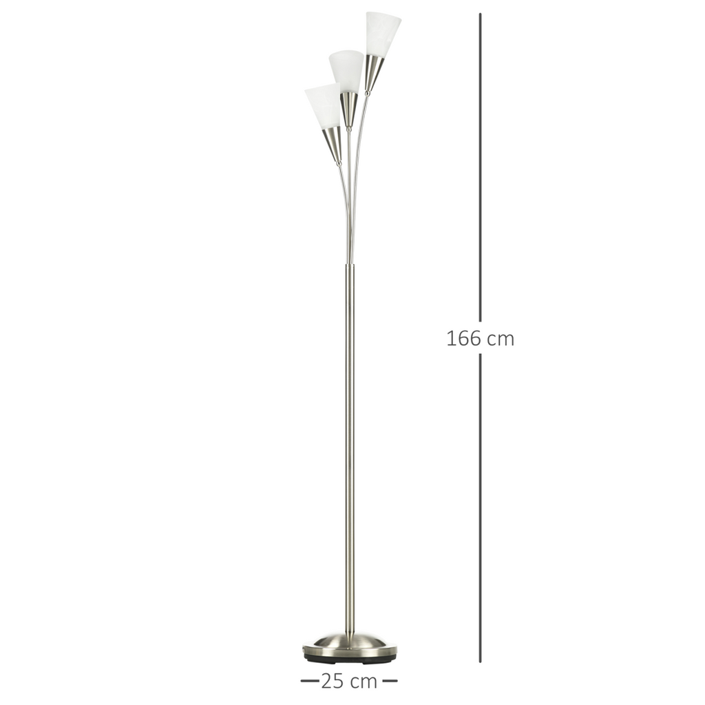 Modern Upright Floor Lamp with 3 Light, Steel Base for Living Room