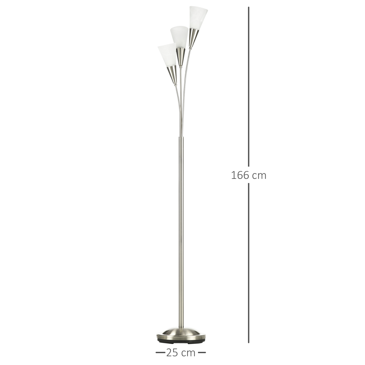 Modern Upright Floor Lamp with 3 Light, Steel Base for Living Room