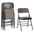 Set of 2 Padded Folding Conference Chairs with Frosted Iron Frame