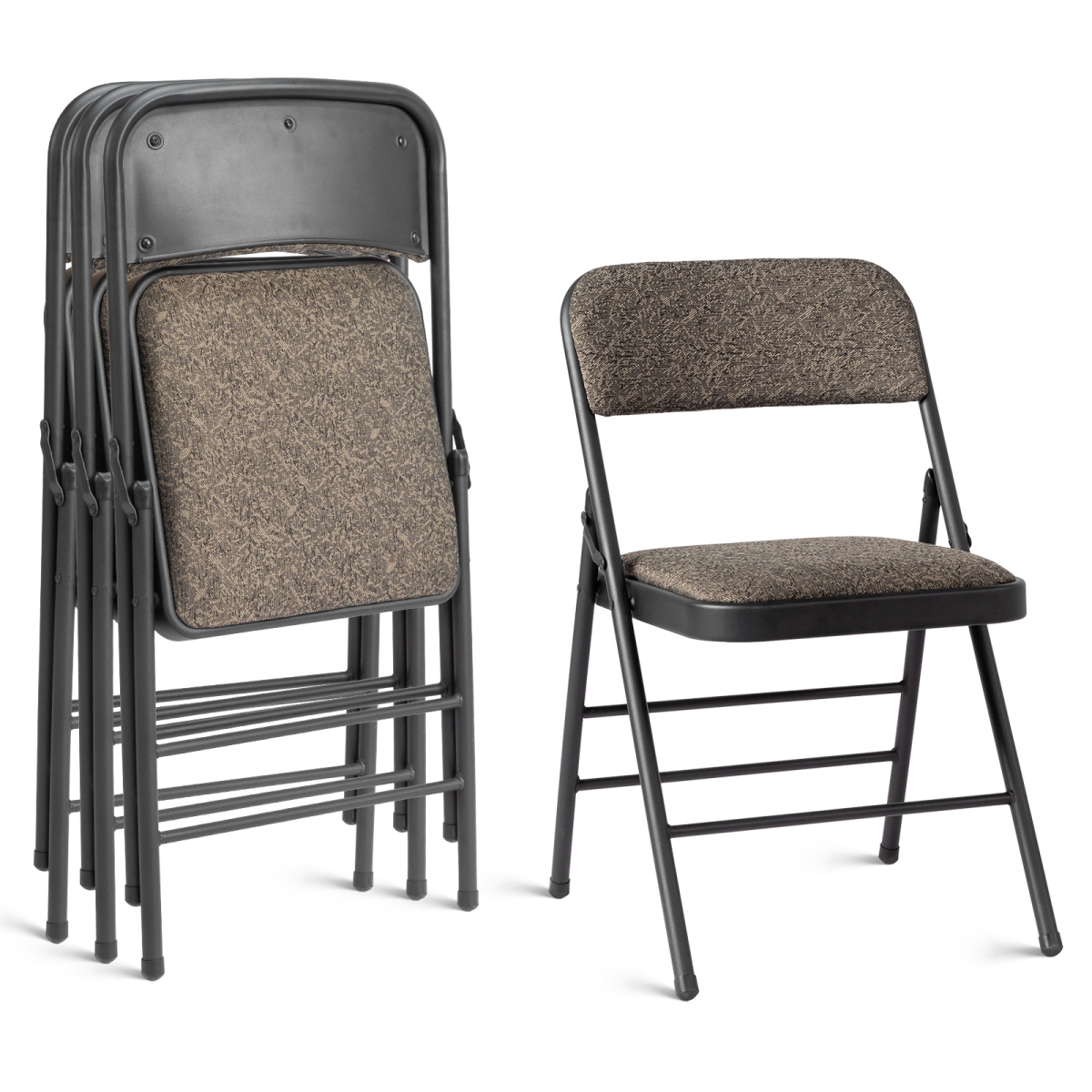 Set of 2 Padded Folding Conference Chairs with Frosted Iron Frame