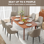 150 cm Rectangular Dining Table with Solid Wood Frame, Light Brown