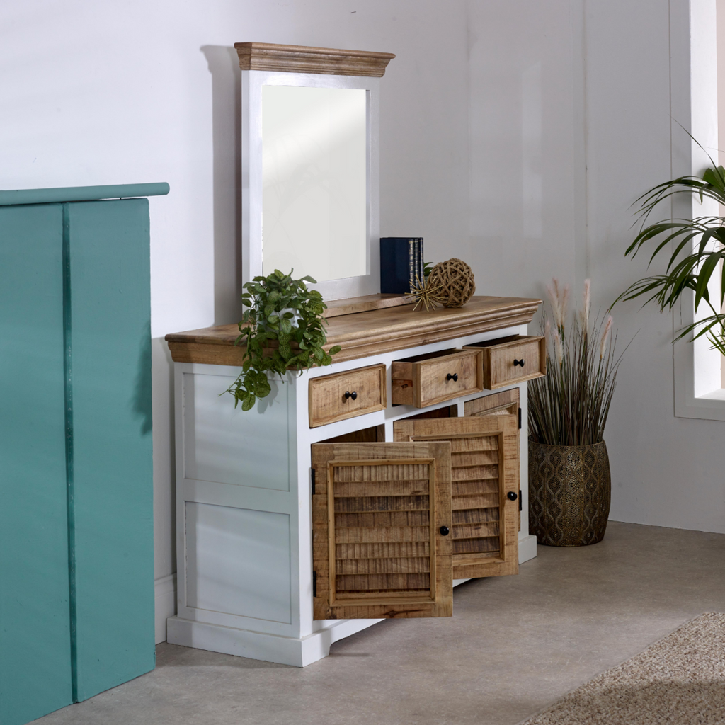 Mirror Frame with Shelf in Solid Mango Wood