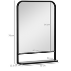 Rectangle Wall Mirror with Shelf 70 x 50 cm, for Living Room, Bedroom