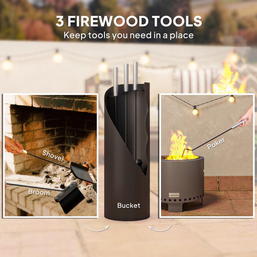 4 PCS Fireplace Companion Set, Metal Fireside Companion Set, Black
