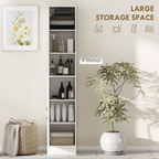 Tall Bathroom Cabinet with Mirror, High Gloss White