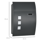 Weatherproof Wall Mounted Letter Box Post Box with Keys Anthracite Grey