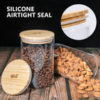 Glass Food Storage Jars with Bamboo Lids - 900ml - 3 PACK