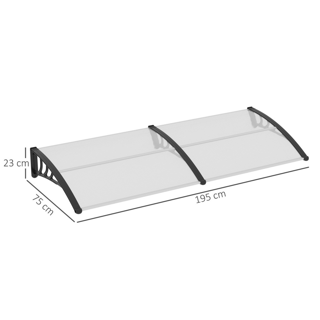 Outdoor Curved Window Porch Canopy Awning UV Rain Cover 0.8x2m Clear