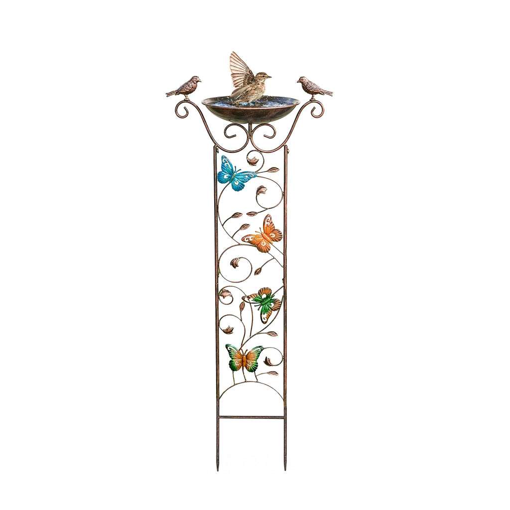Bronze Effect Butterfly Garden Bird Bath and Bird Feeder