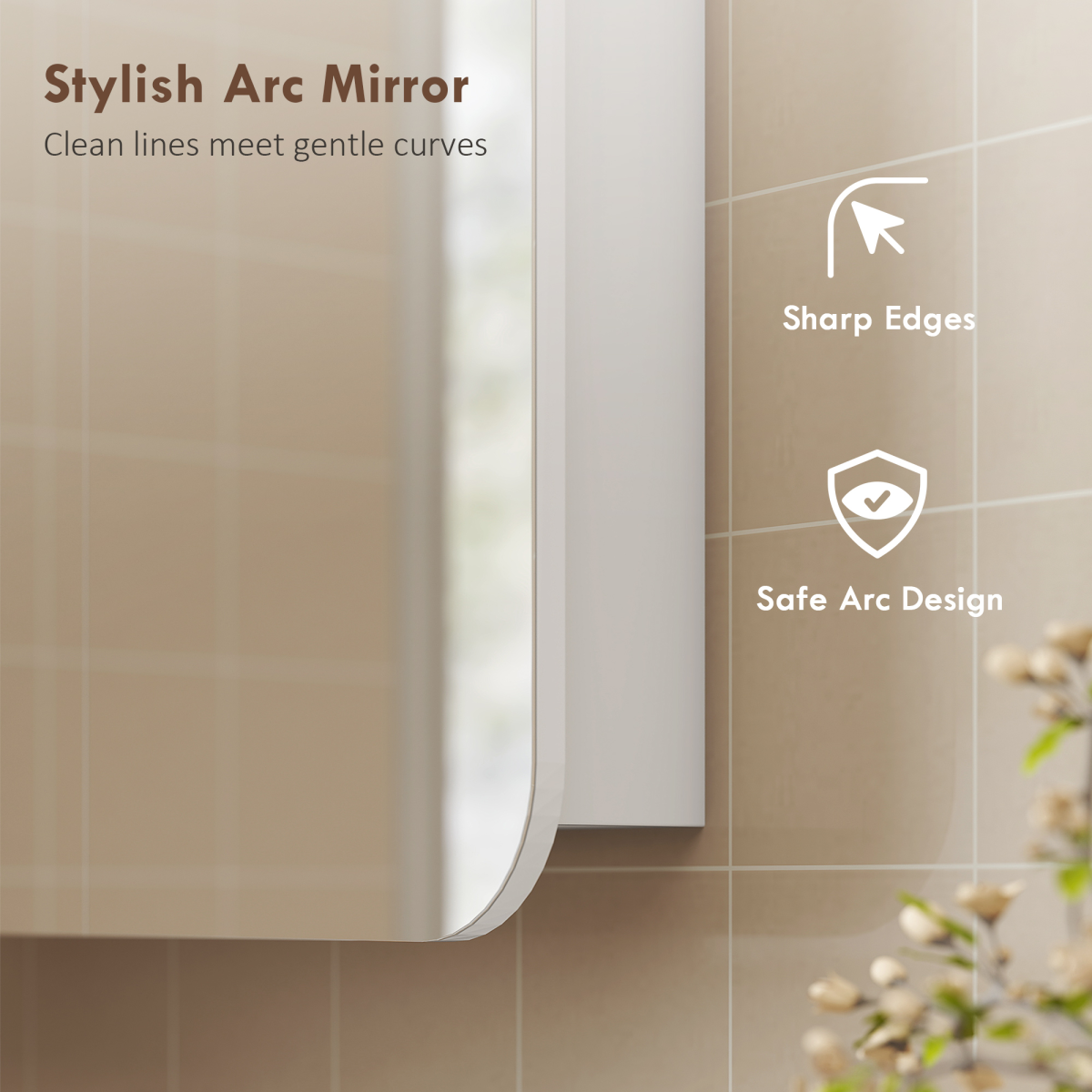 Arched Bathroom Mirror Cabinet, Wall Mounted
