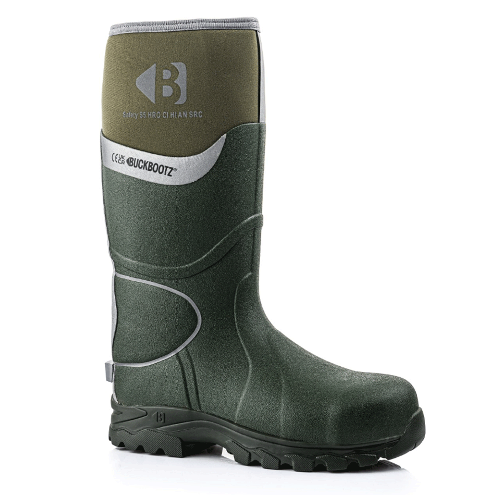 Buckler BBZ8000 S5 360° High Visibility Neoprene / Rubber Safety Wellington Boot with Ankle Protection Green
