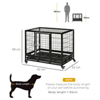 36 inch Heavy Duty Metal Dog Crate Pet Cage with Tray Wheeled Dog Kennel - Black (Medium)