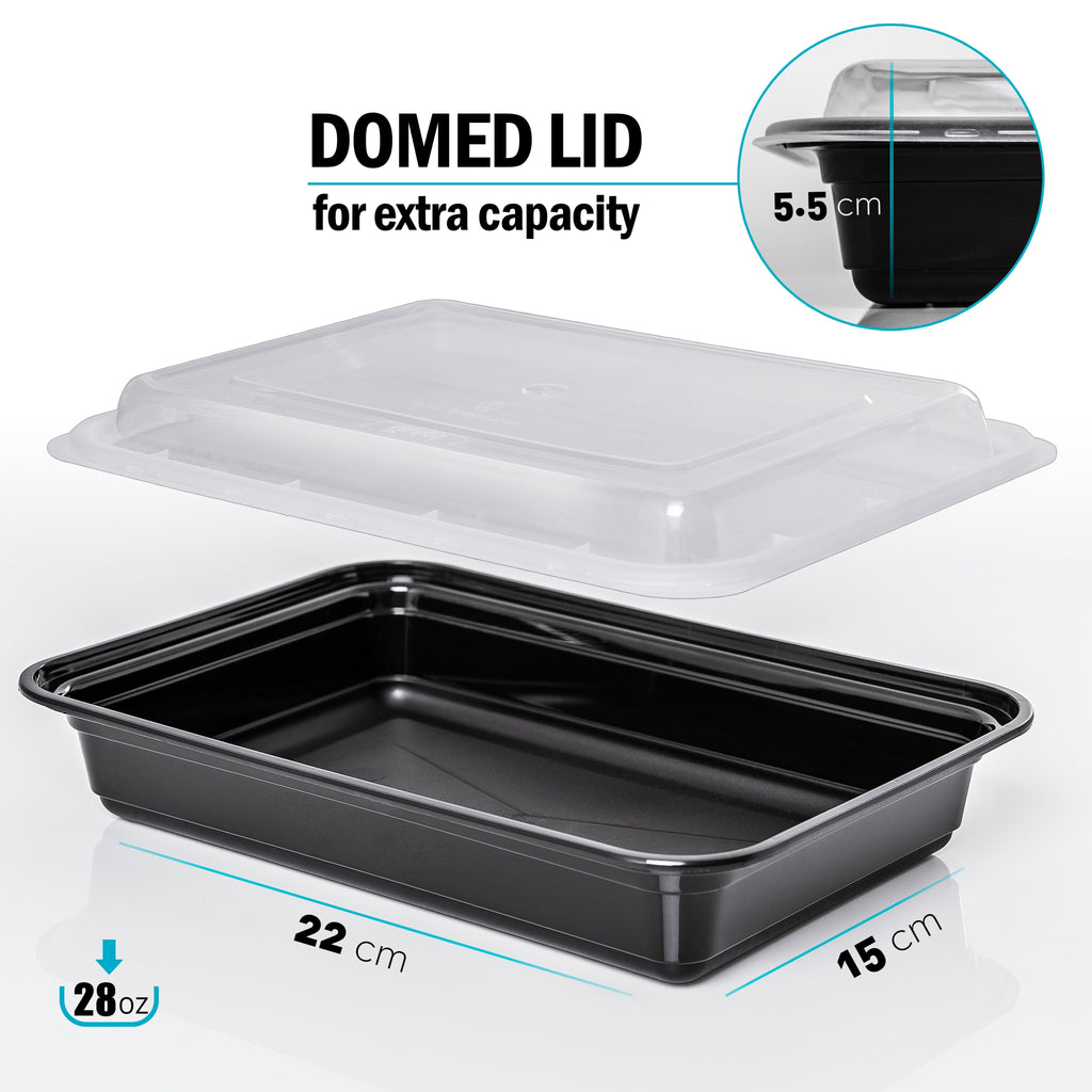 1-Compartment Reusable Plastic Containers - 828ml