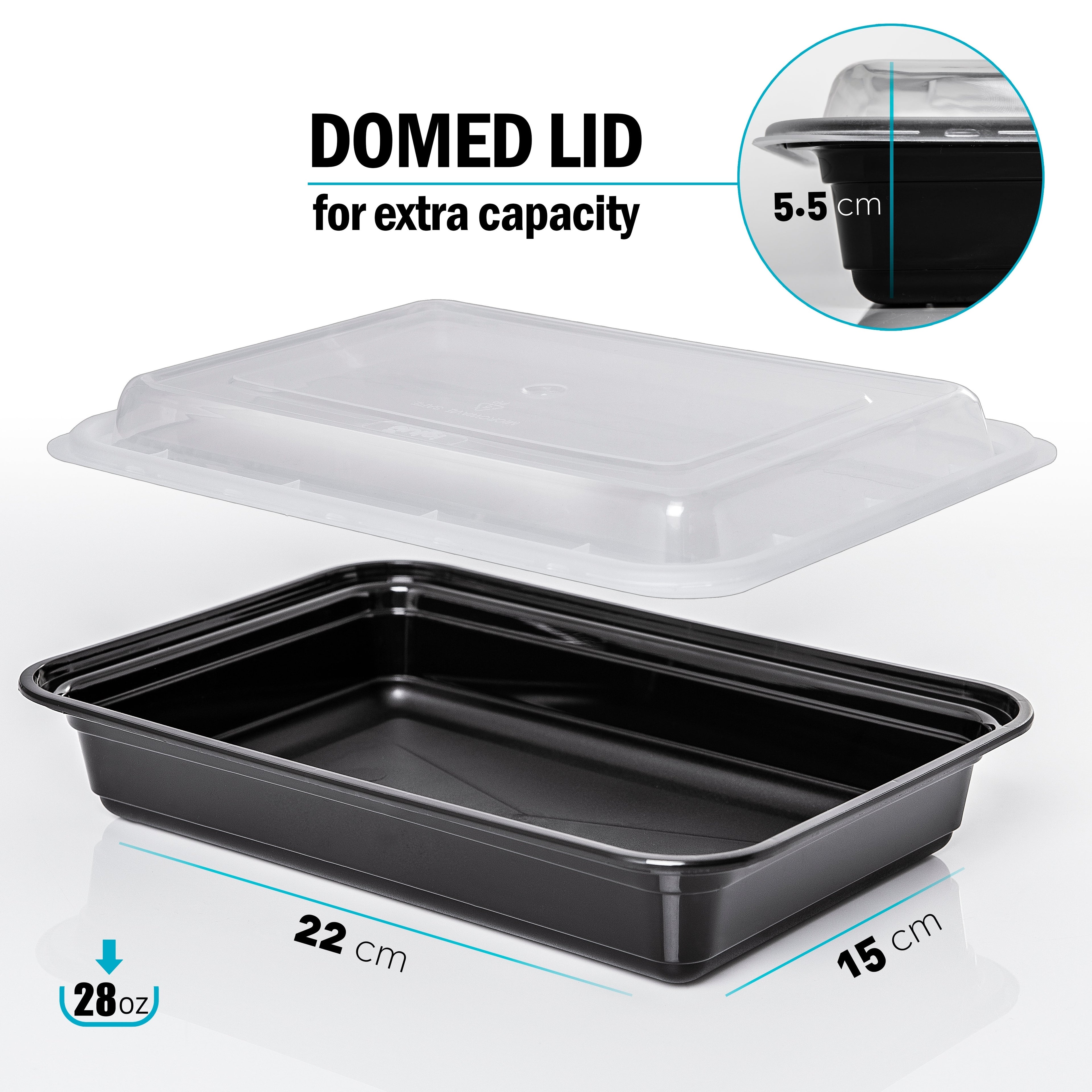 1-Compartment Reusable Plastic Containers - 828ml
