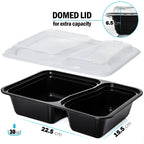 2-Compartment Reusable Containers with Airtight Lids 887ml