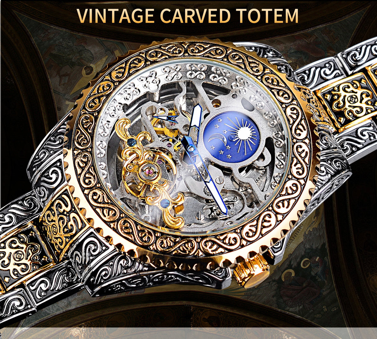 Carved Tourbillon Mechanical Watch