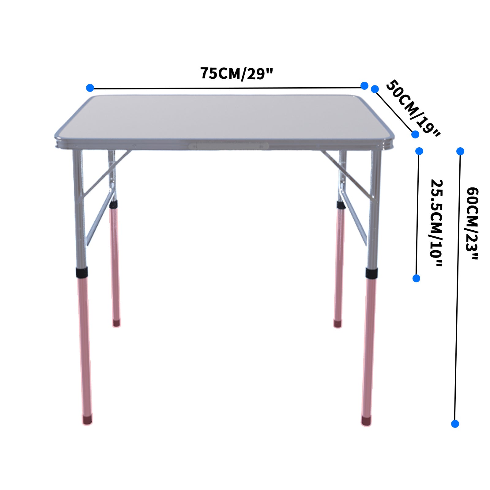 Adjustable Height Folding Table | Aluminium & MDF | 9 Size Options | Indoor & Outdoor