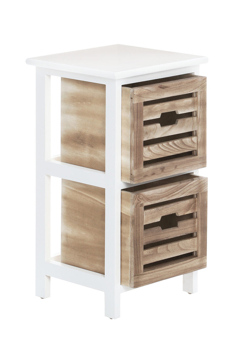 Natural and White Wooden 2 Drawer Chest