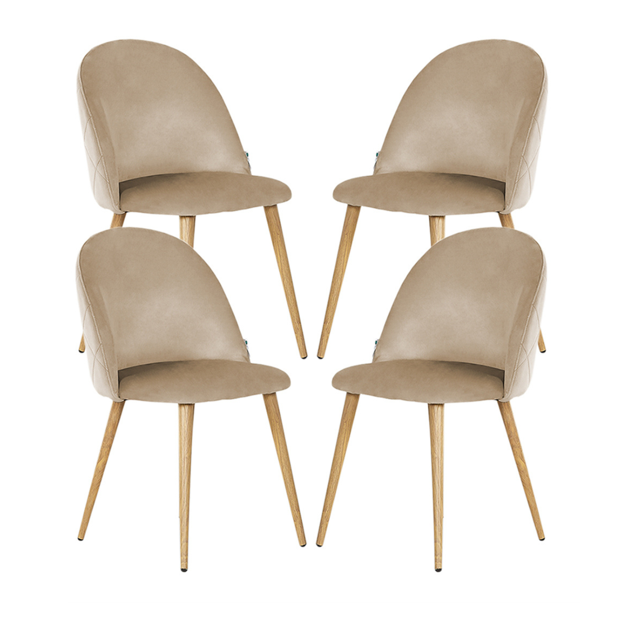 Velvet Dining Chair Or Dressing Table Chair Beige Set of 4