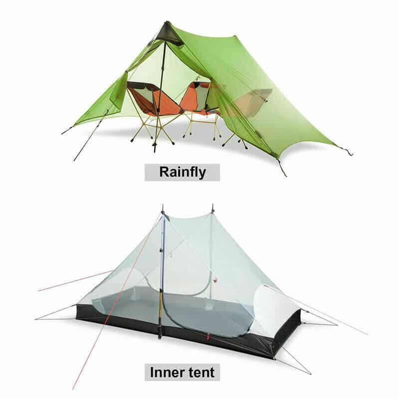 3F UL Gear Lanshan 2 Classic / 3 Season / Forest Green Hiking Pole Tent