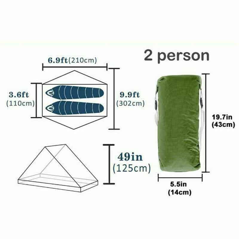 3F UL Gear Lanshan 2 Classic / 3 Season / Forest Green Hiking Pole Tent