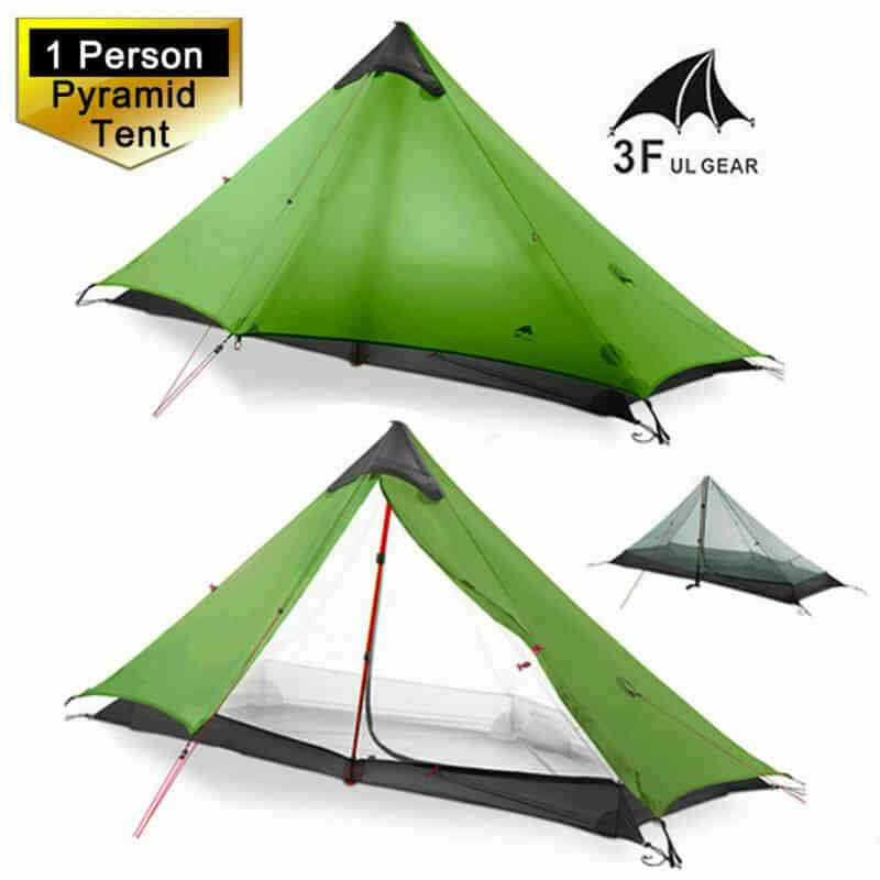3FULGear Lanshan 1 / 4 Season / Forest  Green Hiking Pole Tent