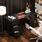 Computer Desk with Drawers, Home Office Desk, Writing Table, PC Workstation with 3 Storage Shelves for Working, Study, 120 x 49 x 72 cm, Black