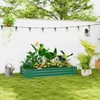 Galvanised Raised Garden Bed, 180x90x30cm Raised Planter, Green