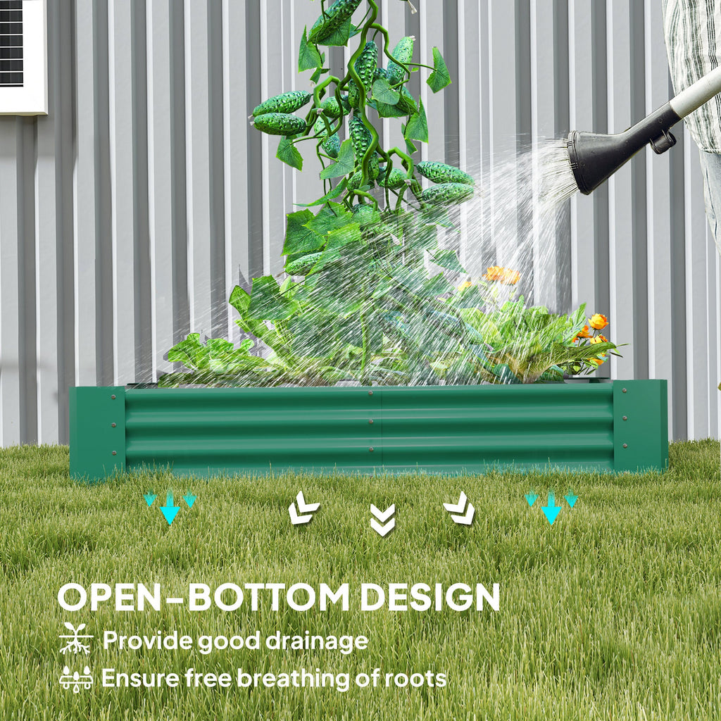 Galvanised Raised Garden Bed, 180x90x30cm Raised Planter, Green