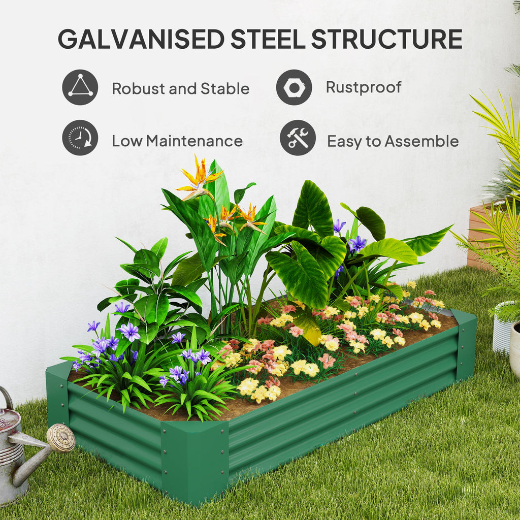 Galvanised Raised Garden Bed, 180x90x30cm Raised Planter, Green