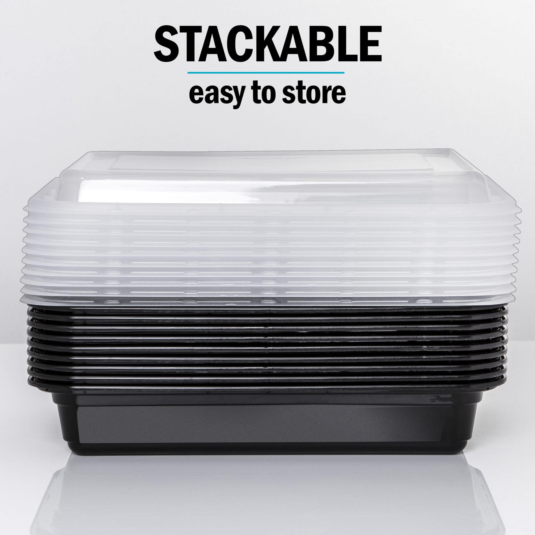 1-Compartment Reusable Plastic Containers - 828ml