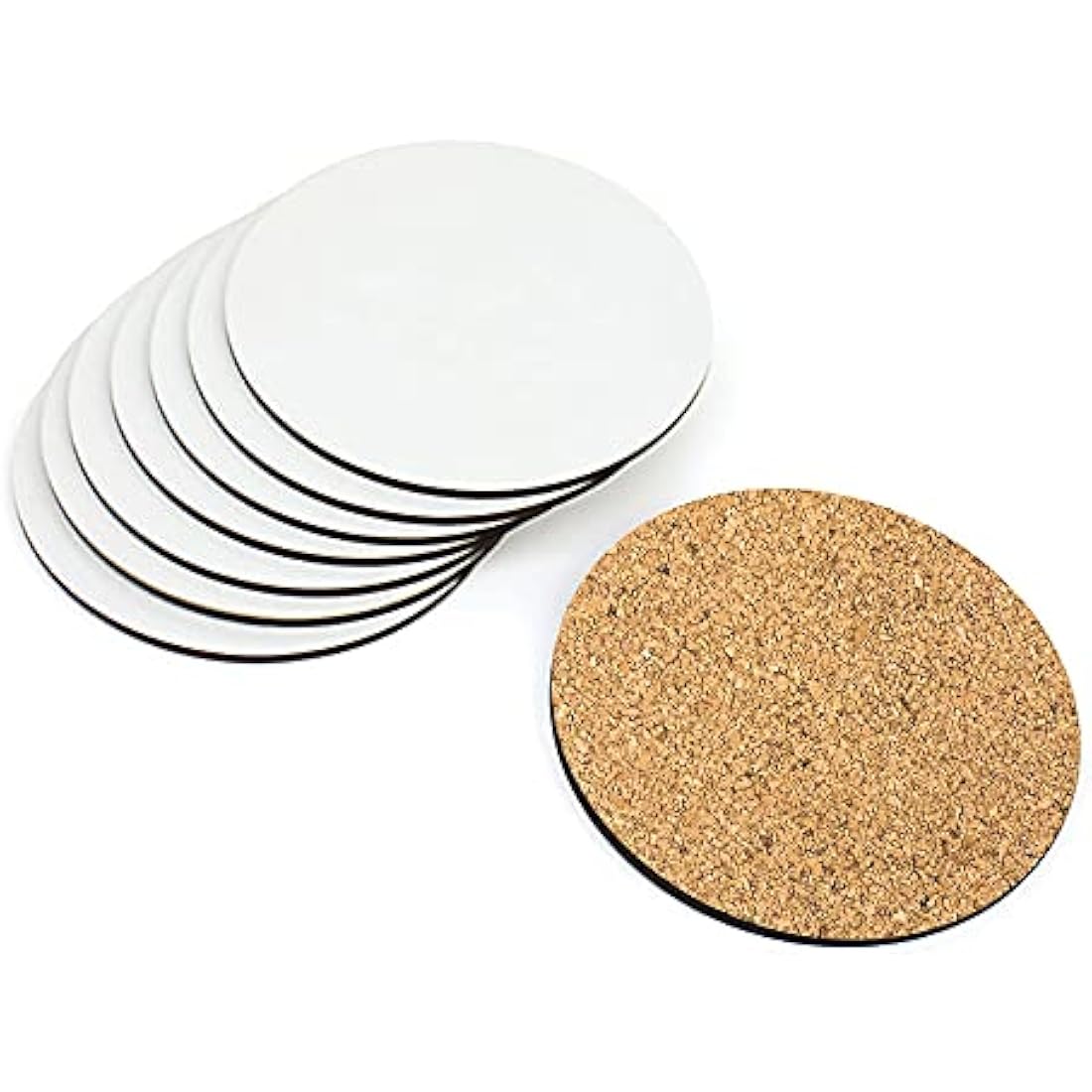 Pack of 50 Round Coasters Cork Backed MDF Blank Sublimation 9cm