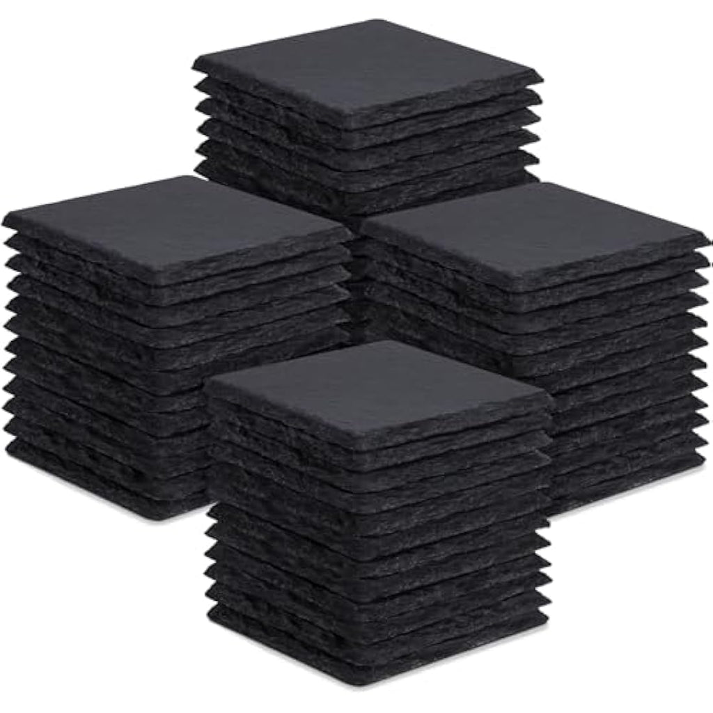 48 Piece Square Black Slate Coasters for Laser Engraving