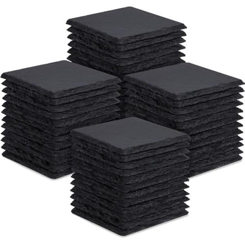 48 Piece Square Black Slate Coasters for Laser Engraving