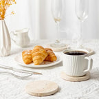 Set of 4 Round Travertine Marble Coasters