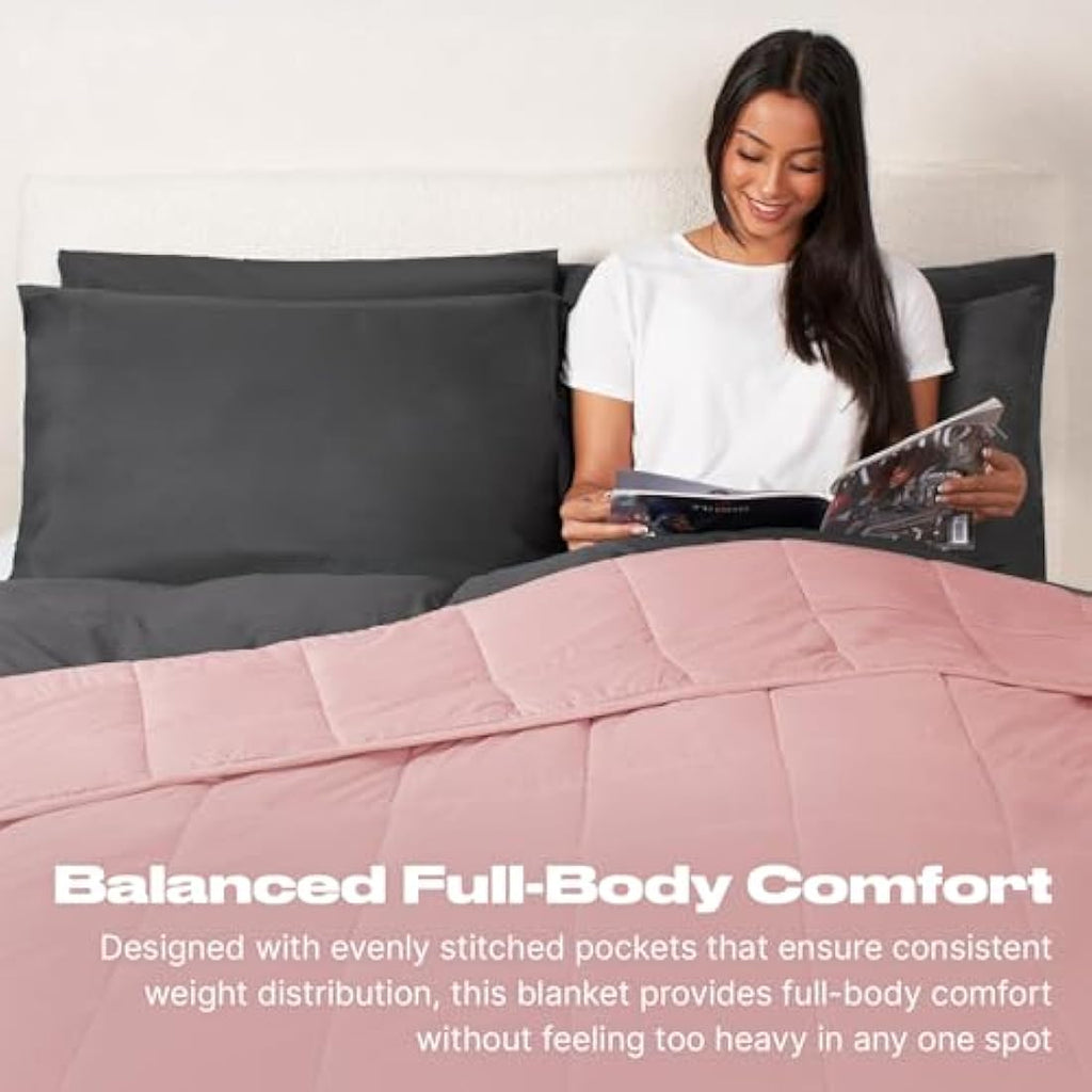 Weighted Blanket 4kg for Adults Therapy Anxiety Autism Sensory Insomnia Stress Relief, Single - Blush Pink - 125 x 150cm - (Disclaimer Only suitable for age 3+ years)