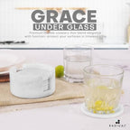 Set of 6 White Marble Coasters with Holder