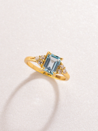 Blue Topaz Emerald Cut Ring in 18k Gold Vermeil