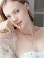 Green Amethyst Emerald Cut Pendant Necklace in 18k Gold Vermeil
