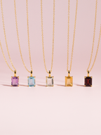 Garnet Emerald Cut Pendant Necklace in 18k Gold Vermeil