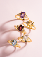 Garnet Emerald Cut Ring in 18k Gold Vermeil
