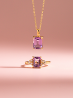 Lavender Amethyst Emerald Cut Ring in 18k Gold Vermeil