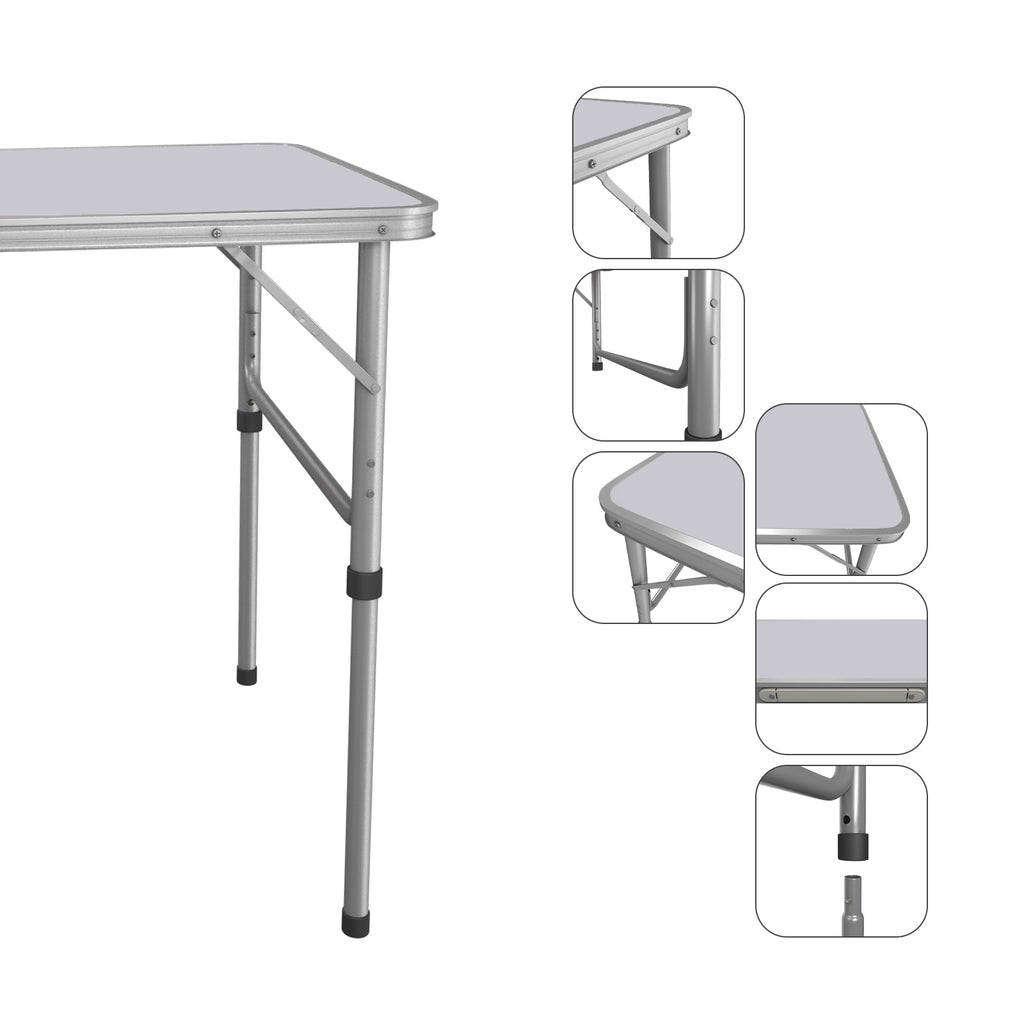 Adjustable Height Folding Table | Aluminium & MDF | 9 Size Options | Indoor & Outdoor