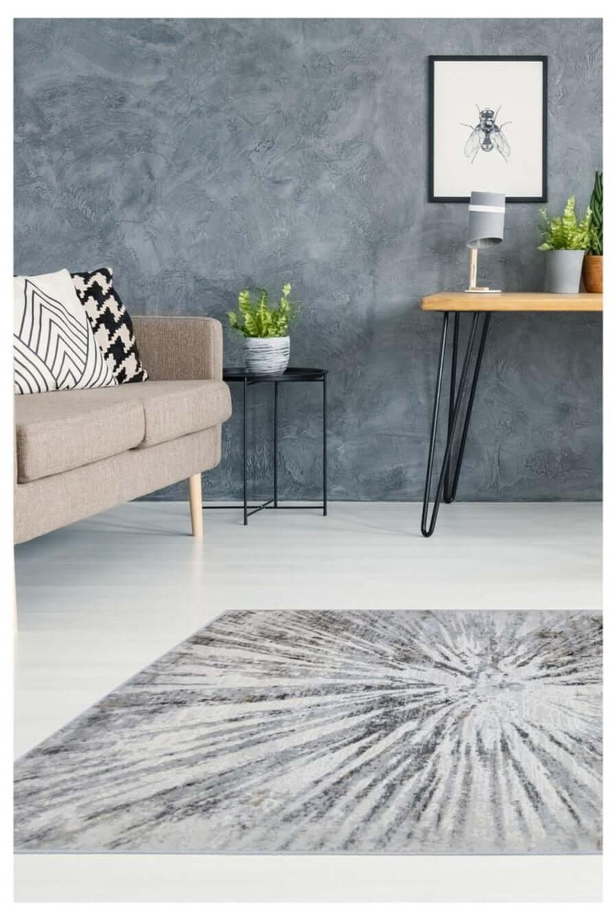 Abstract Burst Grey Rug