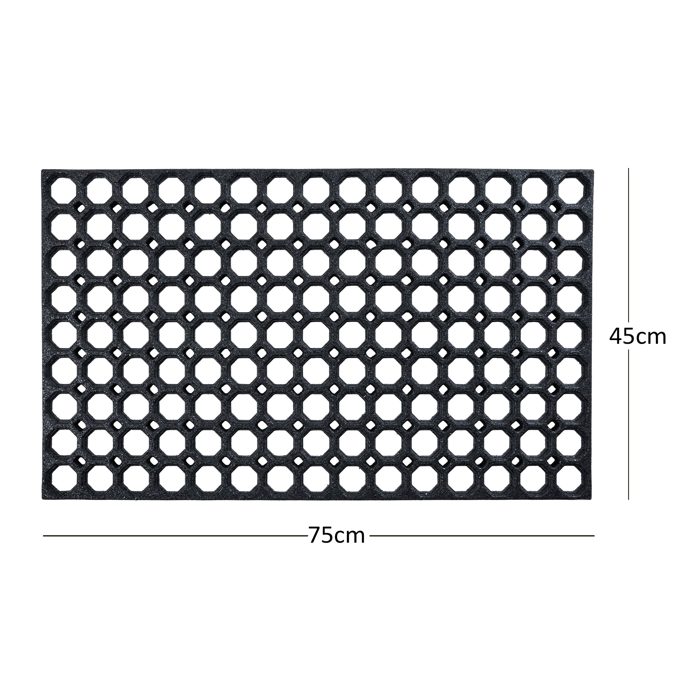 Honeycomb Style Recycled Rubber Eco Doormat 75 x 45cm Meduim