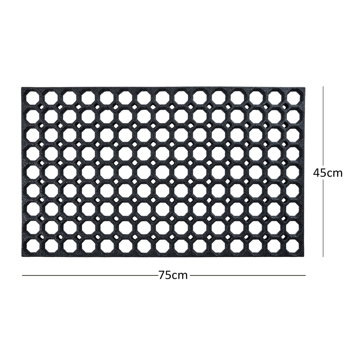 Honeycomb Style Recycled Rubber Eco Doormat 75cm x 45cm Meduim