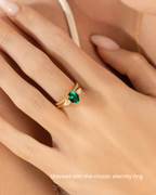 Emerald Oval Cut Three Stone Engagement Ring in 18k Gold Vermeil