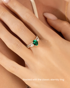 Emerald Oval Cut Three Stone Engagement Ring in Sterling Silver