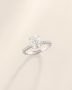 2 ct Oval Solitaire Moissanite Engagement Ring with Pavé Band in Sterling Silver