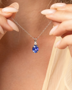 Blue Sapphire Pendant Necklace in Sterling Silver